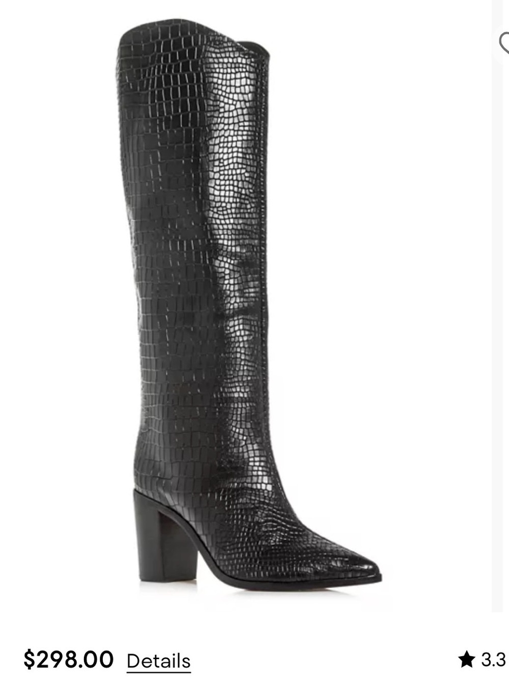 Schutz Maryana Black Croc Embossed Leather Knee High Boots US 8 EU 38